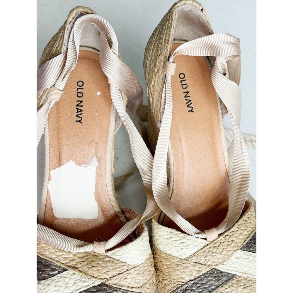 Braided Peep Toe Platform Wedge Heels Size 6 Old Navy Size 6 Lace Up Strap - Picture 8 of 8